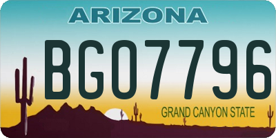 AZ license plate BGO7796