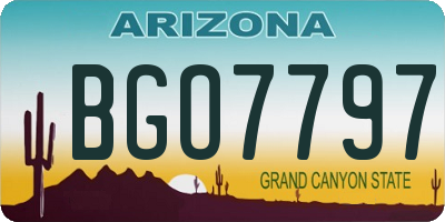 AZ license plate BGO7797