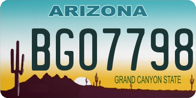 AZ license plate BGO7798