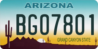 AZ license plate BGO7801