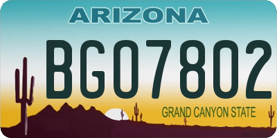 AZ license plate BGO7802