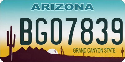 AZ license plate BGO7839