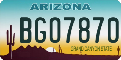 AZ license plate BGO7870