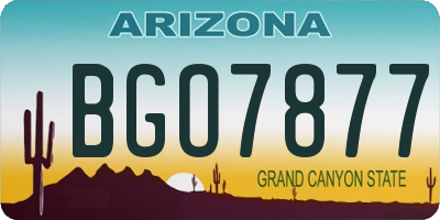 AZ license plate BGO7877