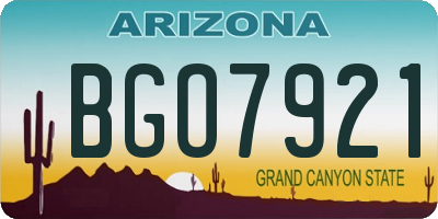 AZ license plate BGO7921