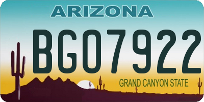 AZ license plate BGO7922