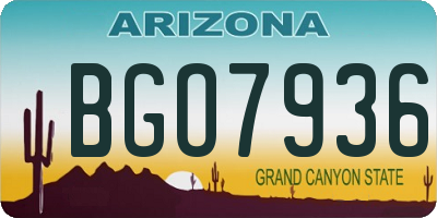 AZ license plate BGO7936