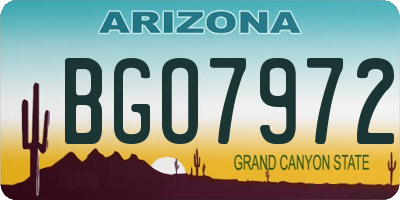AZ license plate BGO7972