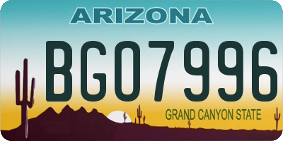 AZ license plate BGO7996