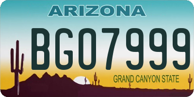 AZ license plate BGO7999