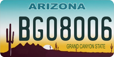 AZ license plate BGO8006
