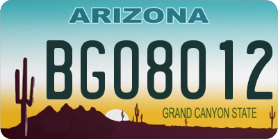 AZ license plate BGO8012