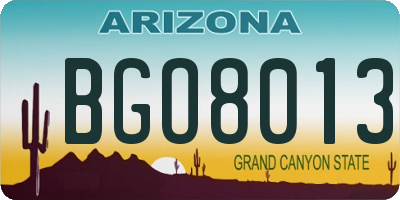 AZ license plate BGO8013