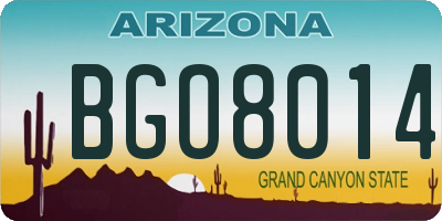 AZ license plate BGO8014