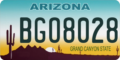 AZ license plate BGO8028