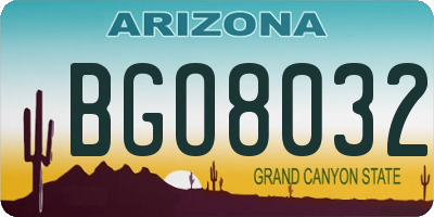 AZ license plate BGO8032