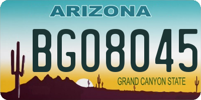 AZ license plate BGO8045