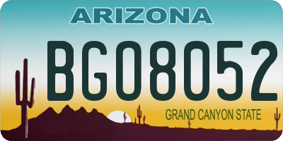 AZ license plate BGO8052