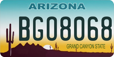 AZ license plate BGO8068