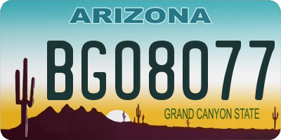 AZ license plate BGO8077