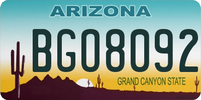 AZ license plate BGO8092