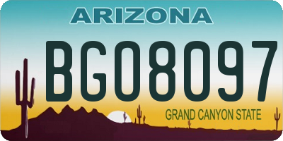 AZ license plate BGO8097
