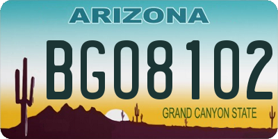 AZ license plate BGO8102