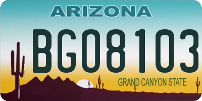 AZ license plate BGO8103