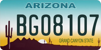 AZ license plate BGO8107