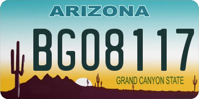 AZ license plate BGO8117