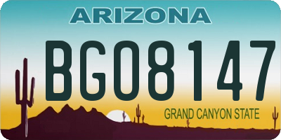 AZ license plate BGO8147
