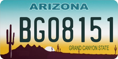 AZ license plate BGO8151