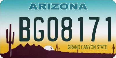 AZ license plate BGO8171