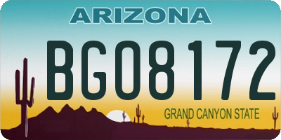 AZ license plate BGO8172