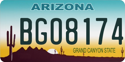 AZ license plate BGO8174