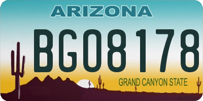 AZ license plate BGO8178