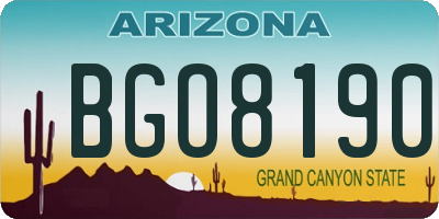 AZ license plate BGO8190