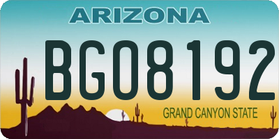 AZ license plate BGO8192