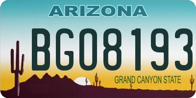 AZ license plate BGO8193