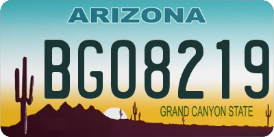 AZ license plate BGO8219