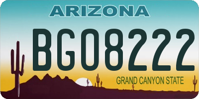 AZ license plate BGO8222