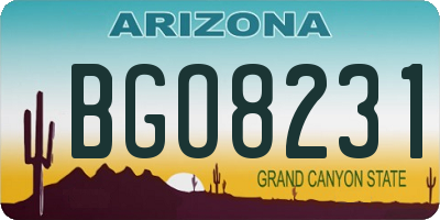 AZ license plate BGO8231