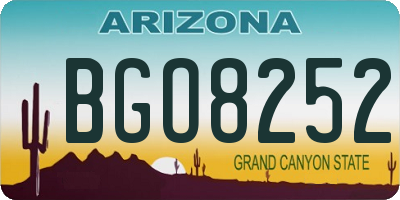 AZ license plate BGO8252