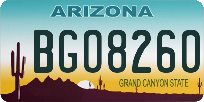 AZ license plate BGO8260