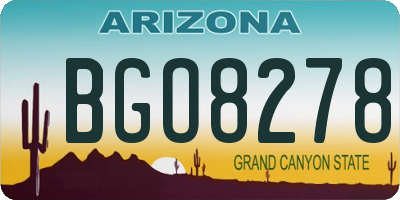 AZ license plate BGO8278