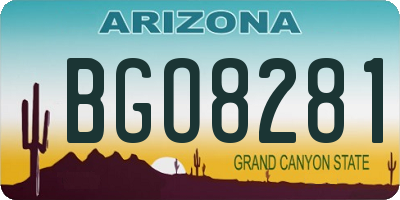 AZ license plate BGO8281