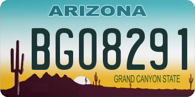 AZ license plate BGO8291