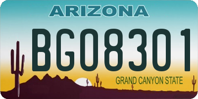AZ license plate BGO8301