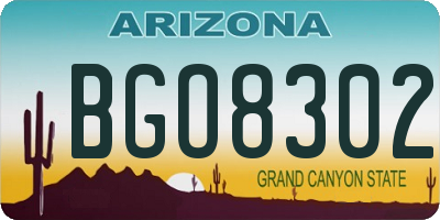 AZ license plate BGO8302