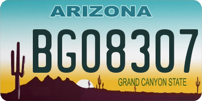 AZ license plate BGO8307